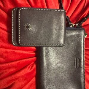 Coach Dark Leather card holder and wristlet